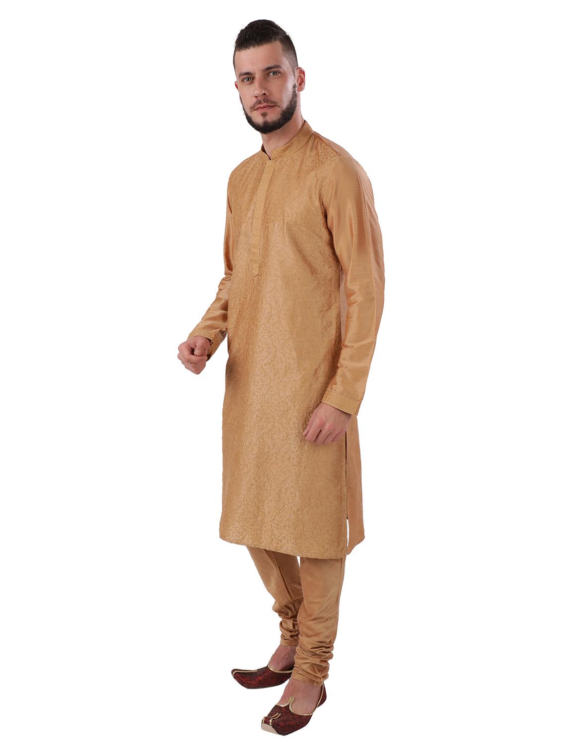 gold solid kurta - 18052908 - Standard Image - 3