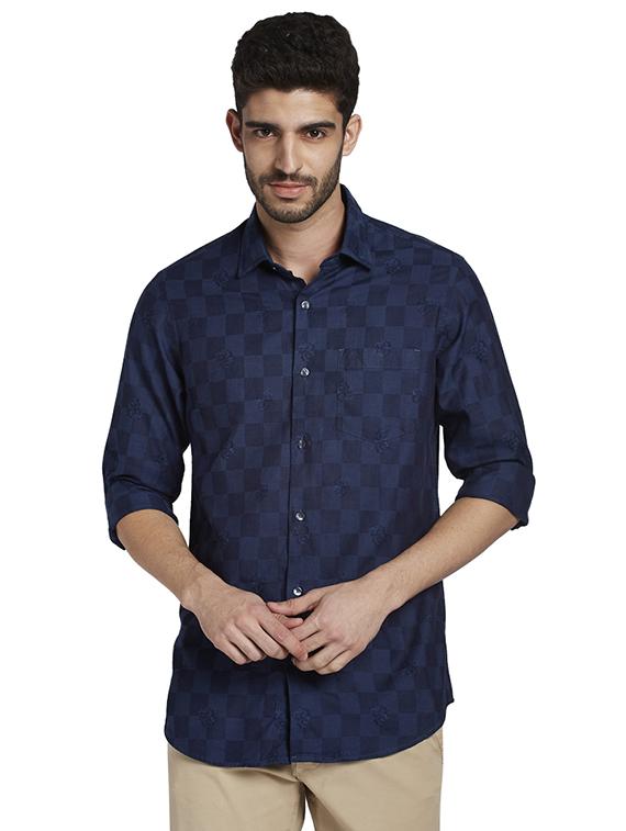 blue checkered casual shirt - 18053079 -  Zoom Image - 0