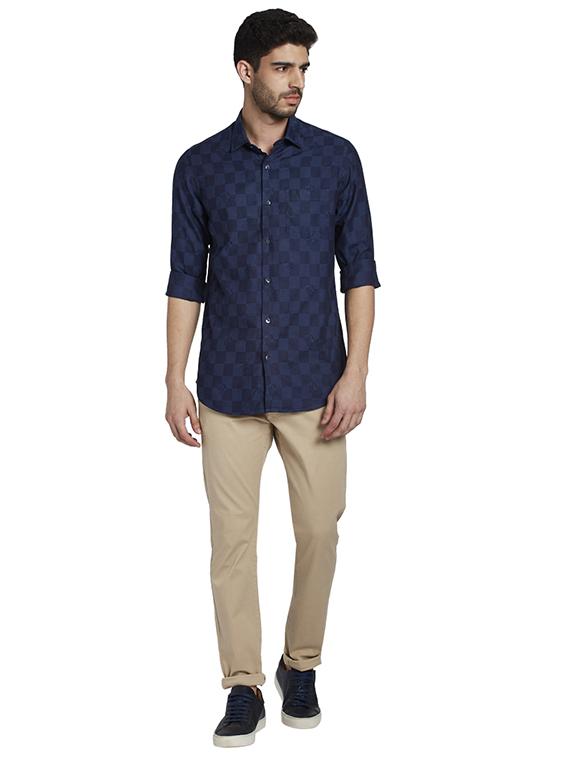 blue checkered casual shirt - 18053079 - Standard Image - 3