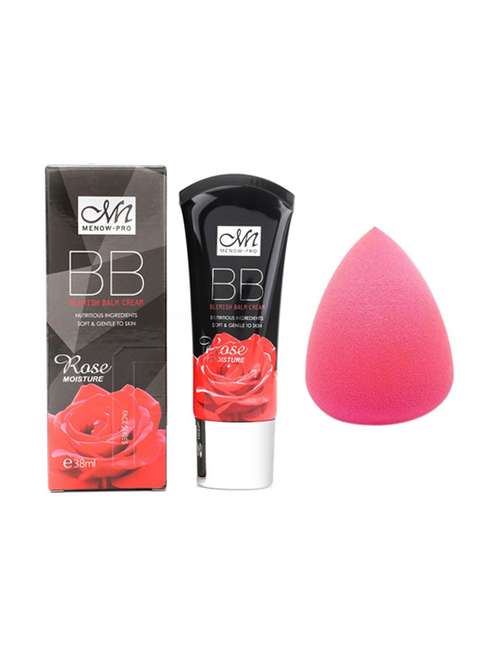 me-now pack of rose blemish bb foundation cream (38ml) and high quality foundation puff