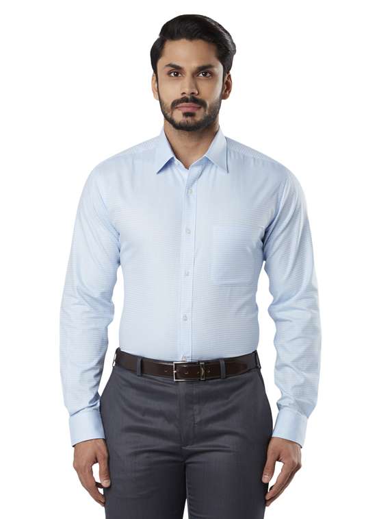 light blue printed formal shirt - 18053299 -  Zoom Image - 0
