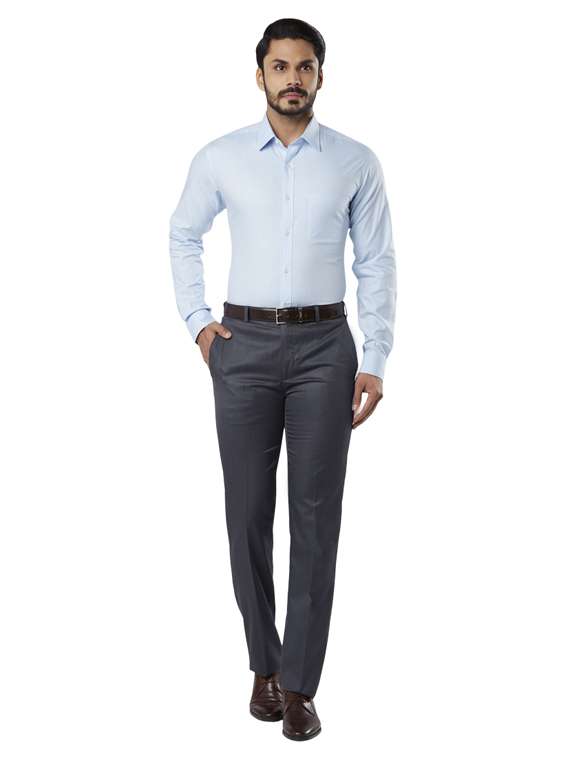 light blue printed formal shirt - 18053299 - Standard Image - 3