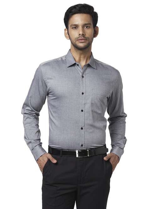 grey solid formal shirt - 18053336 - Standard Image - 0