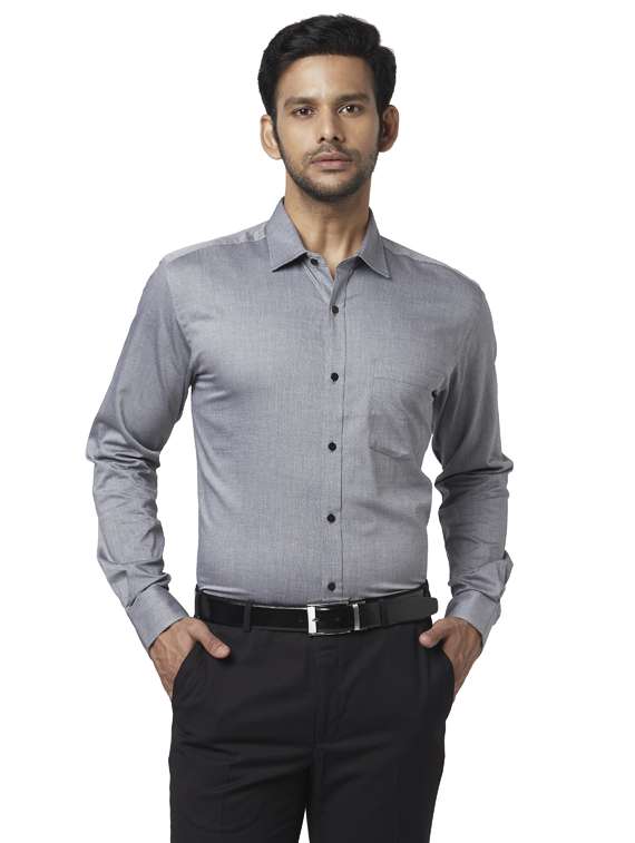 grey solid formal shirt - 18053336 - Zoom Image - 0