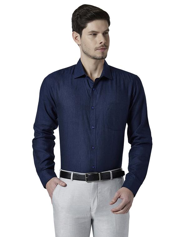 dark blue solid formal shirt - 18053425 - Zoom Image - 0