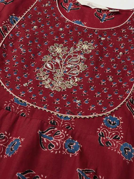 red cotton kurta pant  set - 18054215 -  Standard Image - 3