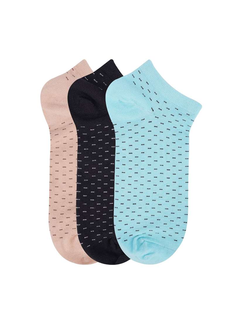 low ankle length dotted lines cotton socks (pack of 3) - 18054718 -  Zoom Image - 0