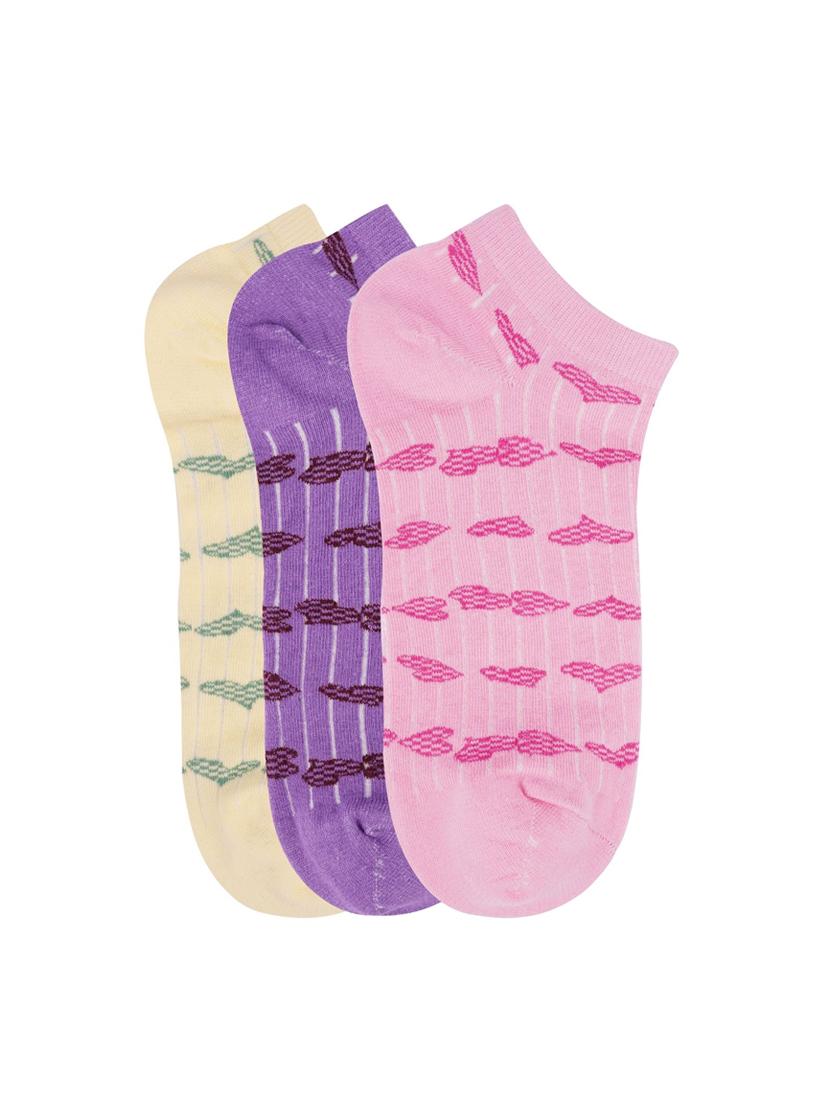 low ankle length heart pattern cotton socks (pack of 3) - 18054723 - Zoom Image - 0