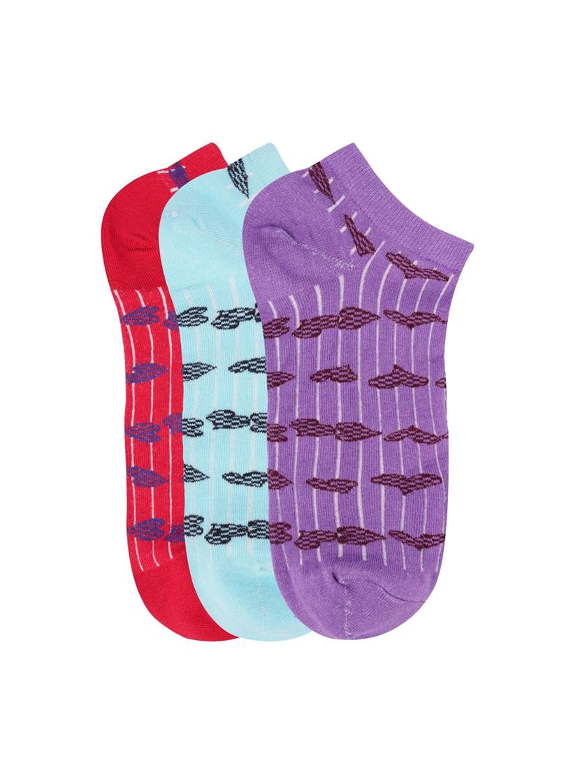 low ankle length heart pattern cotton socks (pack of 3) - 18054725 - Zoom Image - 0