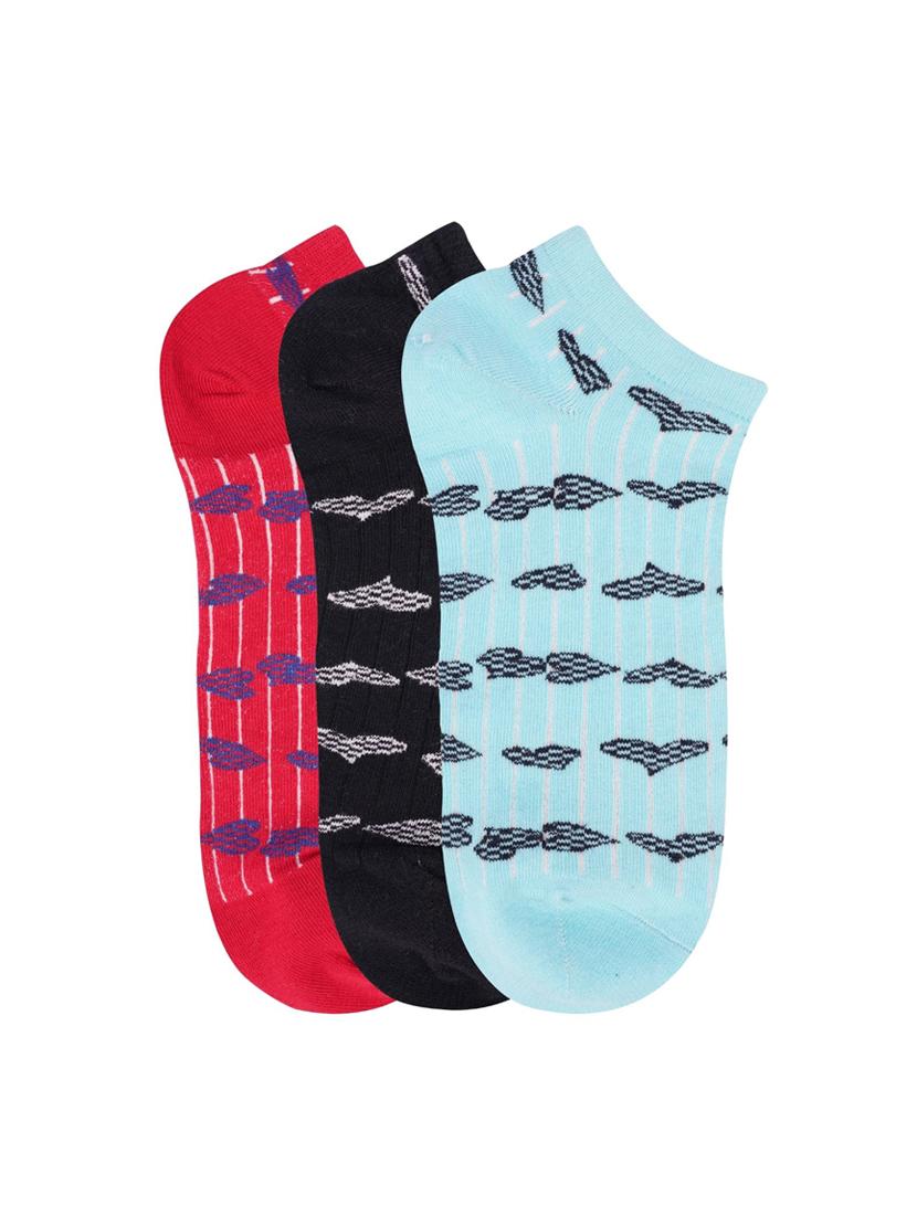 low ankle length heart pattern cotton socks (pack of 3) - 18054726 - Zoom Image - 0