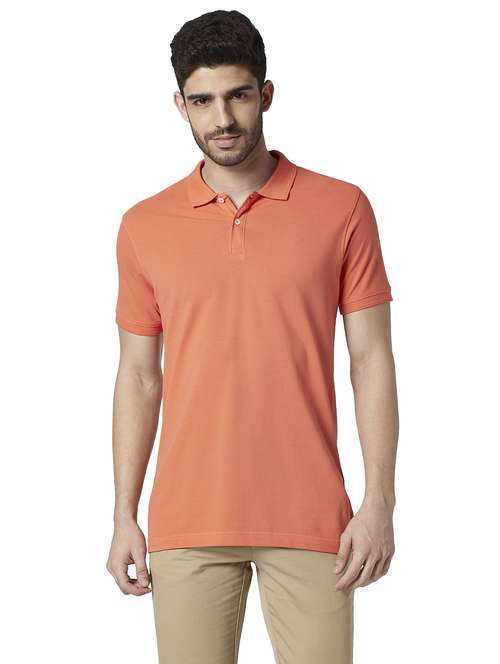 orange solid polo t-shirt - 18055013 - Standard Image - 0