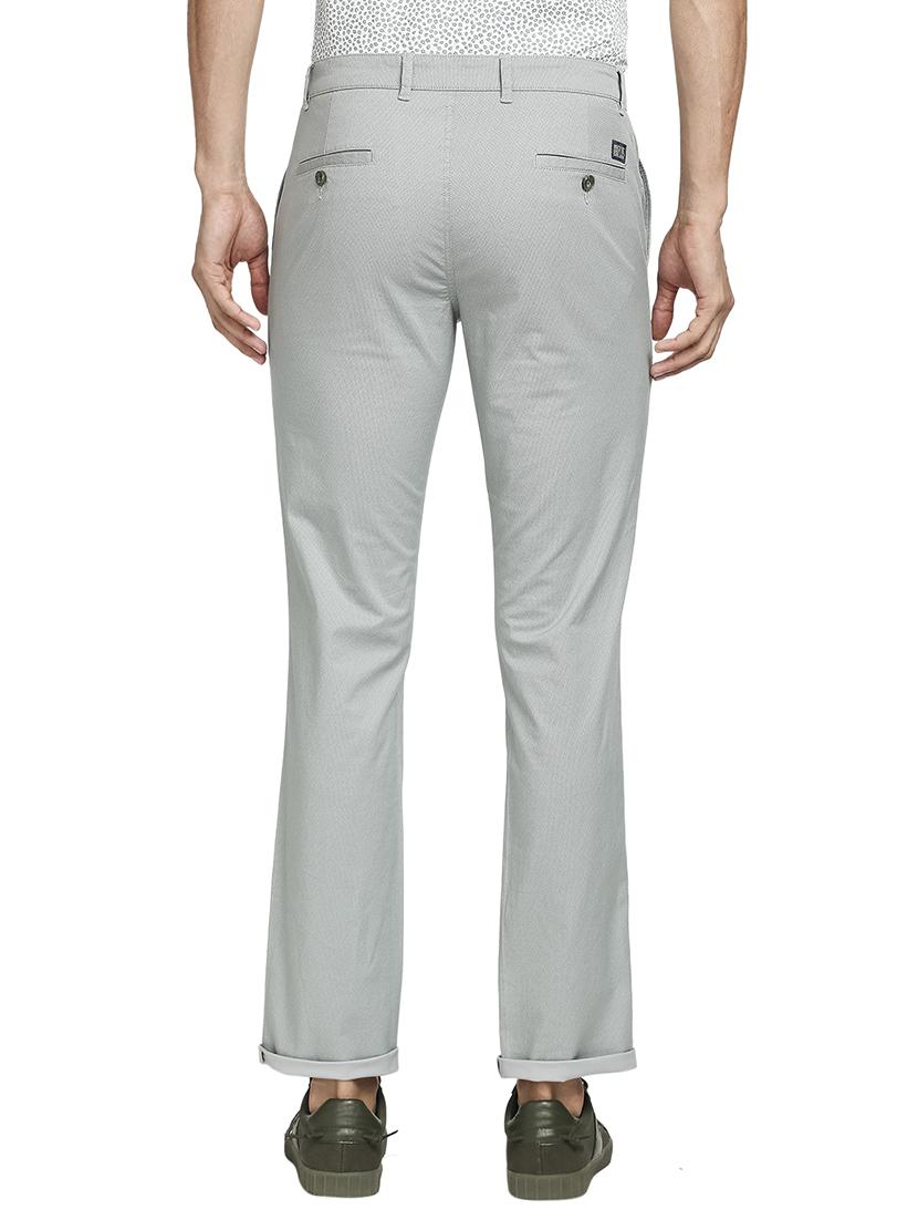 grey solid flat front casual trouser - 18055647 - Standard Image - 3