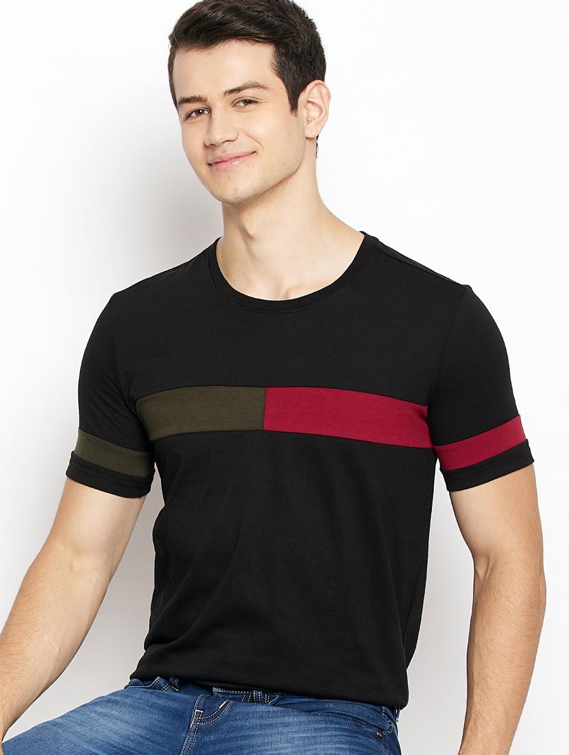 black color block t-shirt - 18056221 - Zoom Image - 0