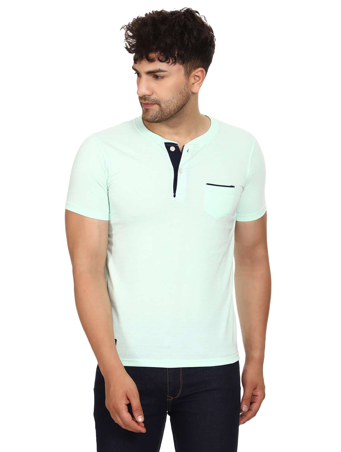 light blue solid t-shirt - 18056622 -  Zoom Image - 0