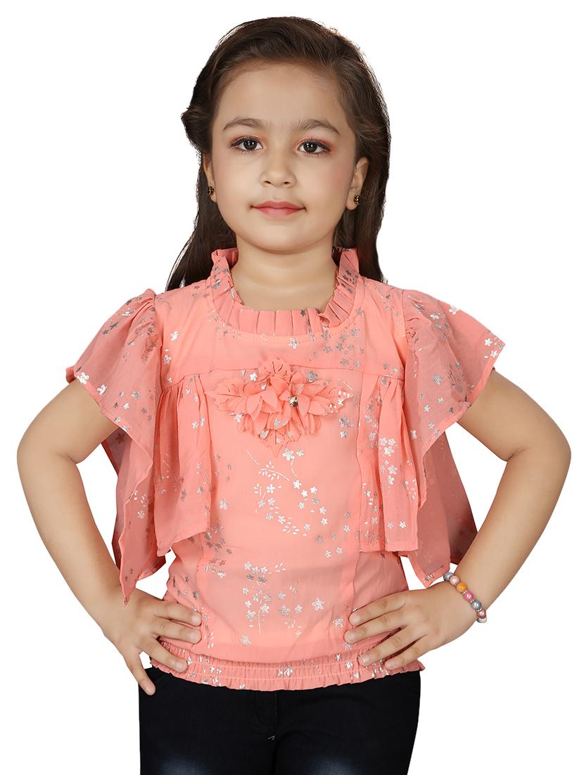 frill detail foil print top  - 18057095 -  Zoom Image - 0