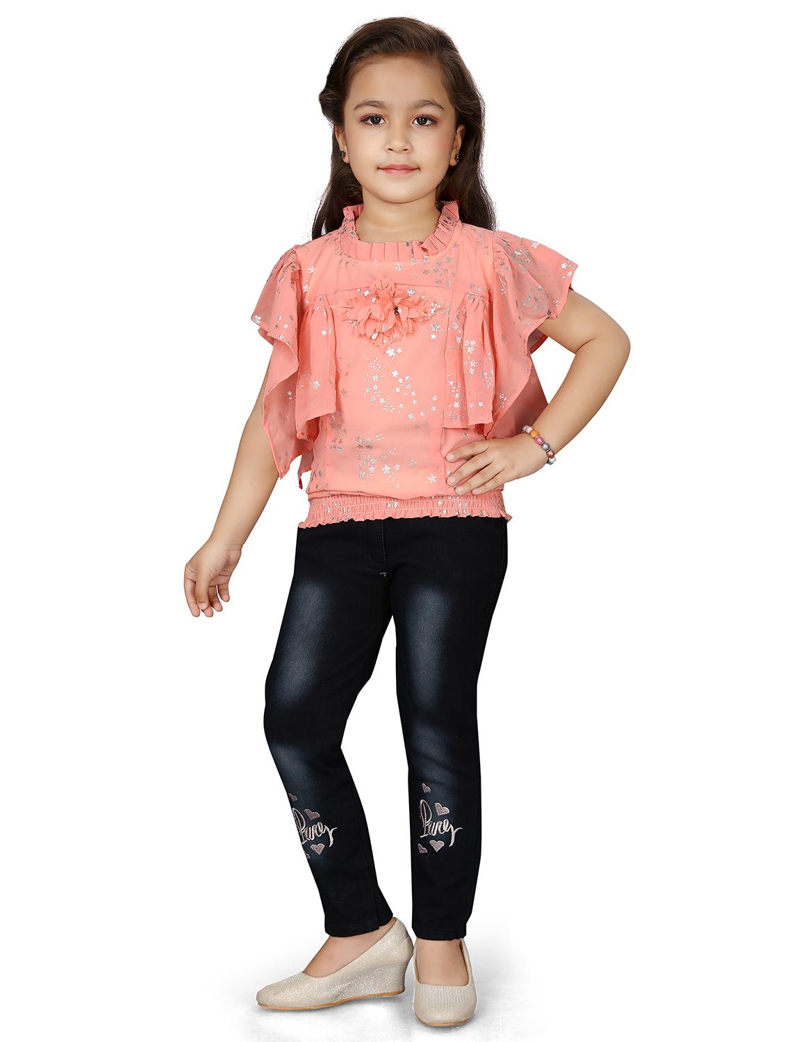 frill detail foil print top - 18057095 - Standard Image - 3