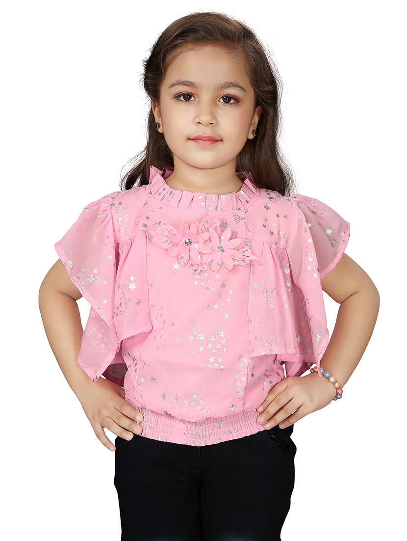 frill detail foil print top  - 18057098 -  Zoom Image - 0
