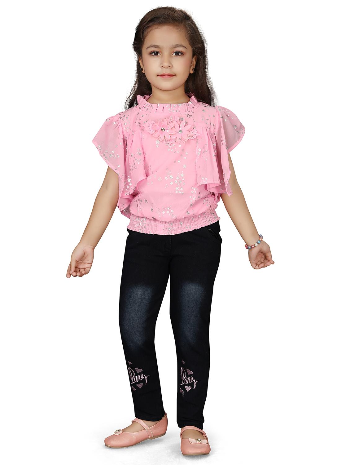 frill detail foil print top - 18057098 - Standard Image - 3