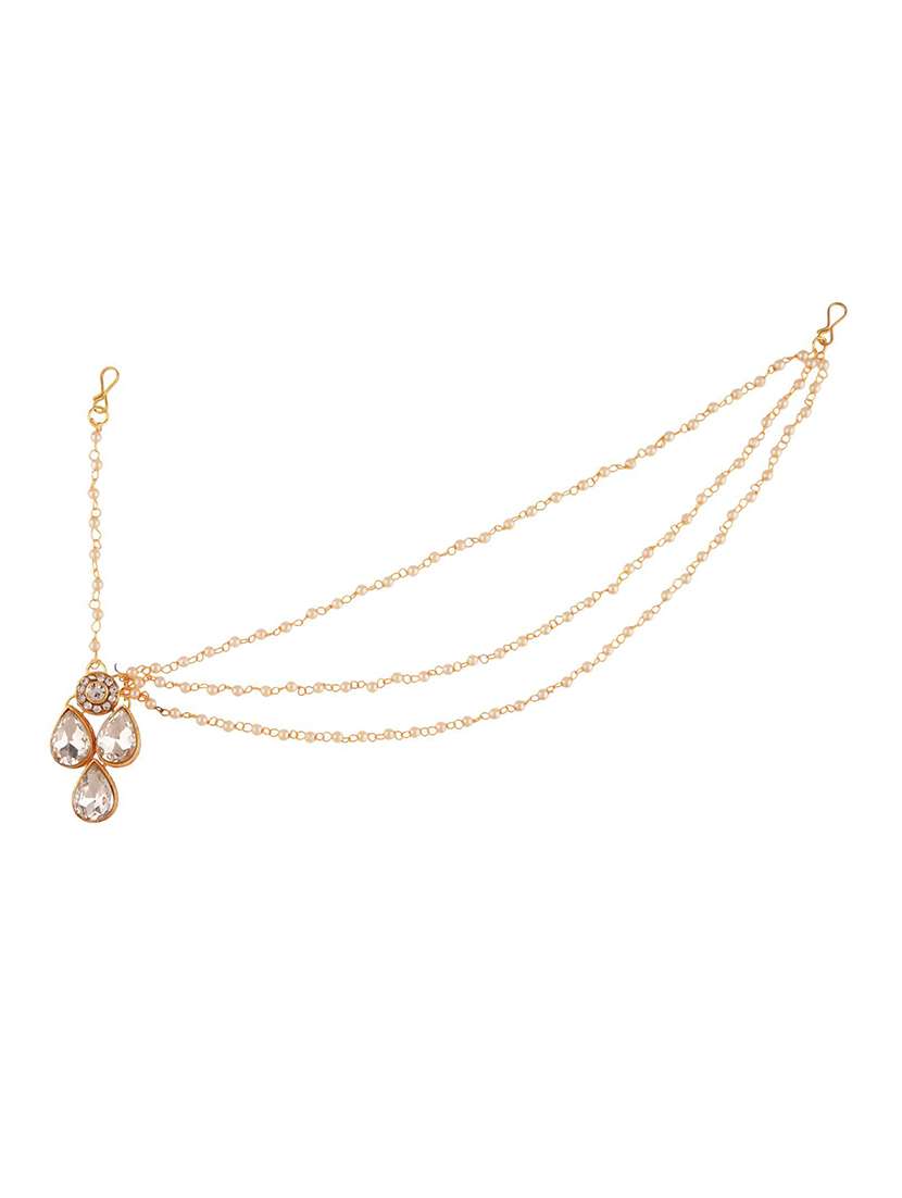 white metal maang teeka