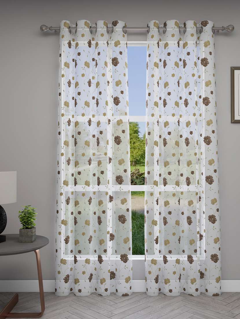 gm 7 feet floral grommet sheer door curtain panel (set of 2) - 18058720 -  Zoom Image - 0