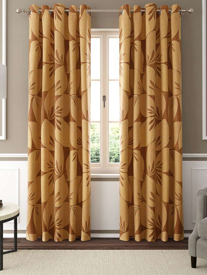 gm 7 feet botanical grommet semi-sheer door curtain panel (set of 2)