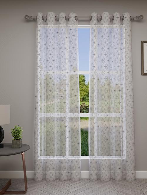 gm 7 feet geometric grommet sheer door curtain panel (set of 2) - 18058753 -  Standard Image - 0
