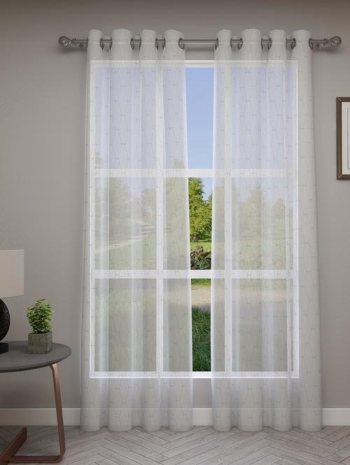 gm 7 feet geometric grommet sheer door curtain panel (set of 2) - 18058754 -  Standard Image - 0