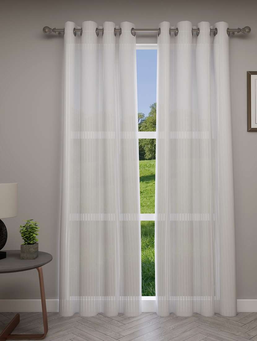 gm 7 feet striped grommet sheer door curtain panel (set of 2) - 18058766 -  Zoom Image - 0