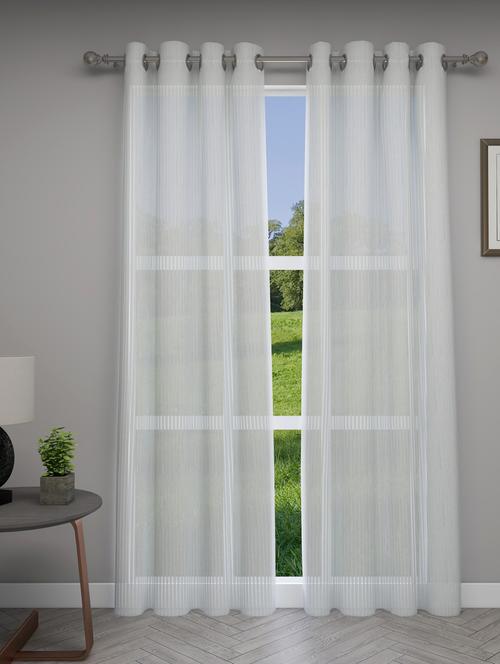 gm 7 feet striped grommet sheer door curtain panel (set of 2) - 18058771 -  Standard Image - 0