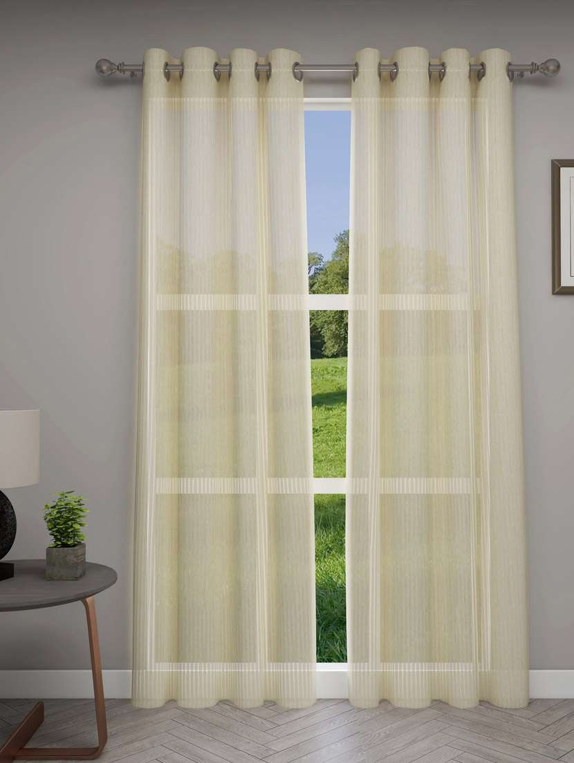 gm 7 feet striped grommet sheer door curtain panel (set of 2) - 18058775 -  Zoom Image - 0