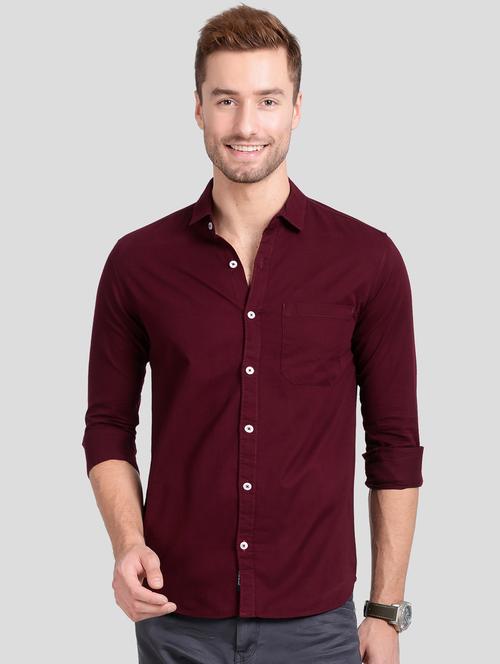 maroon solid casual shirt - 18058810 - Standard Image - 0