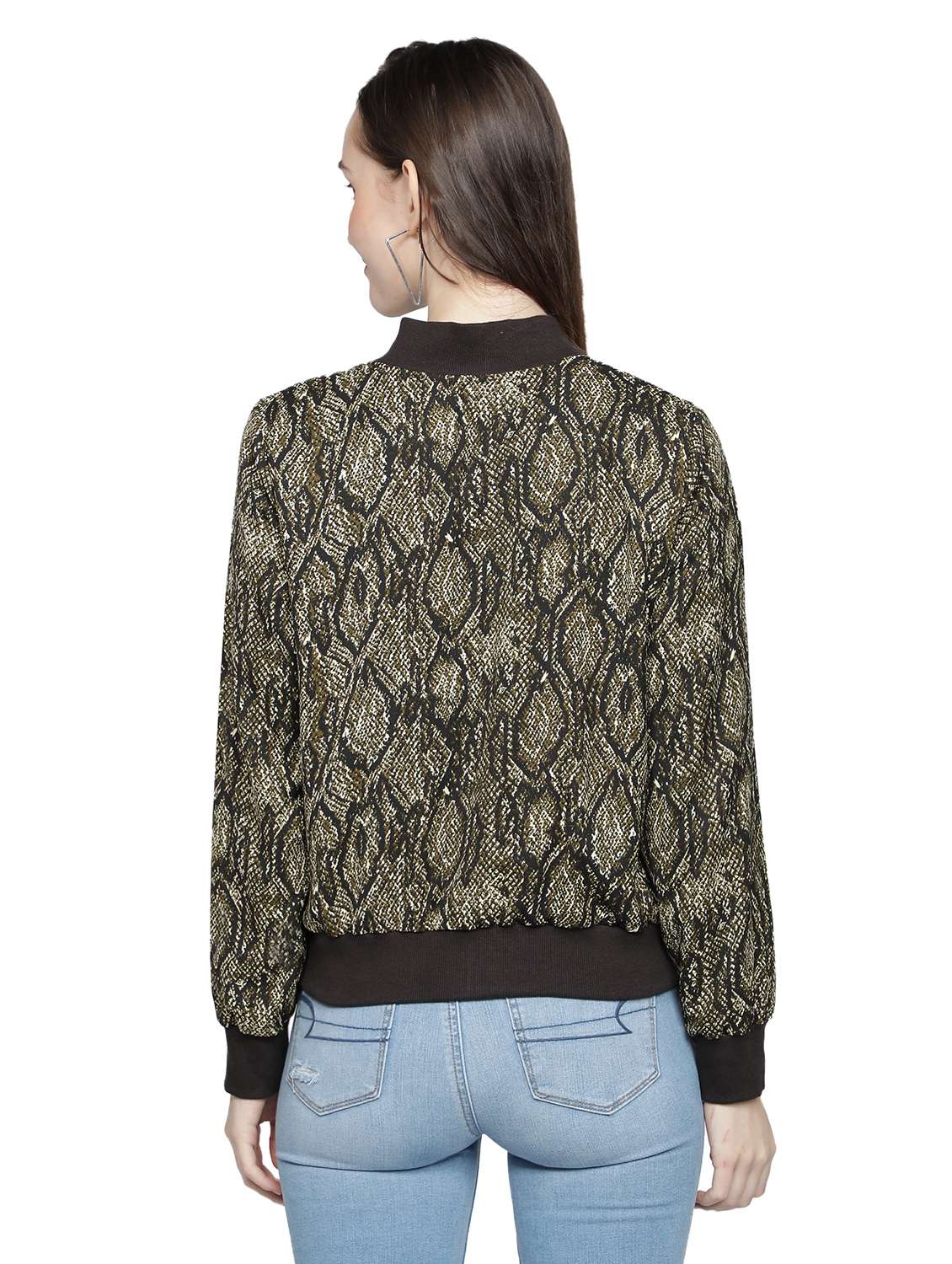mandarin neck printed jacket - 18058812 - Standard Image - 3