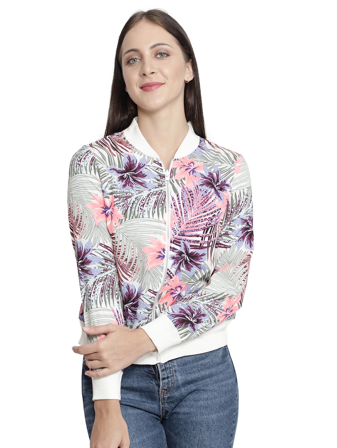 mandarin neck printed jacket - 18058817 - Zoom Image - 0