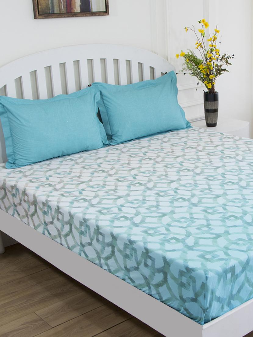 gm abstract 180 tc 100% cotton digital print brown & white double bedsheet with 2 pillow covers - 18058870 - Zoom Image - 0