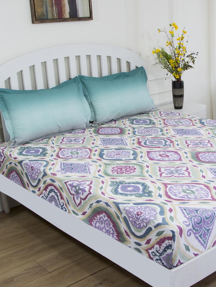 gm abstract 180 tc 100% cotton digital print brown double bedsheet with 2 pillow covers - 18058874 -  Zoom Image - 0