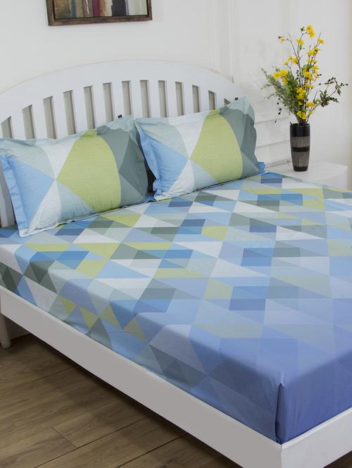 gm geometric 180 tc 100% cotton digital print brown double bedsheet with 2 pillow covers - 18058884 -  Standard Image - 0