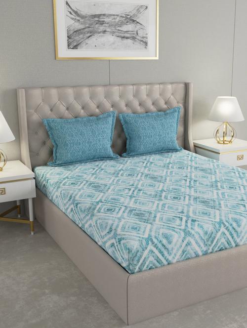 gm geometric 144 tc 100% cotton digital print brown double bedsheet with 2 pillow covers - 18058917 -  Standard Image - 0