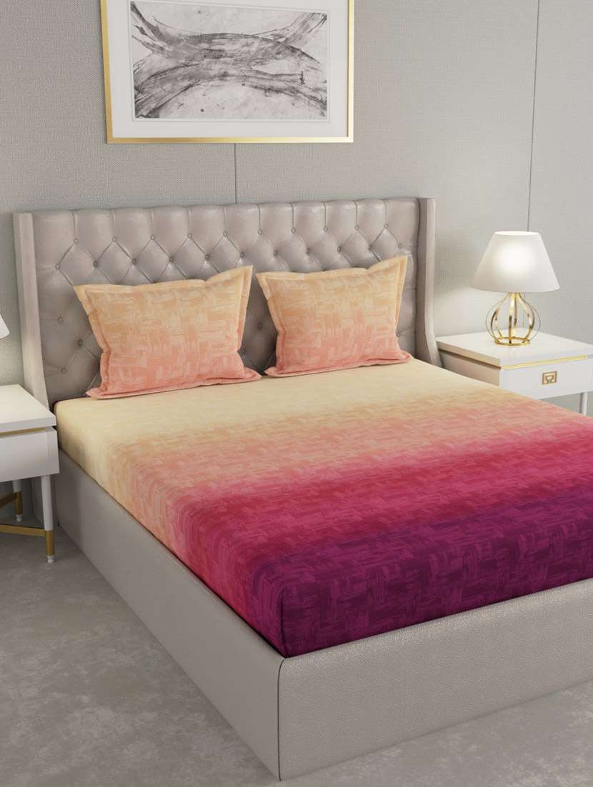 gm abstract 144 tc 100% cotton digital print blue double bedsheet with 2 pillow covers - 18058920 -  Zoom Image - 0