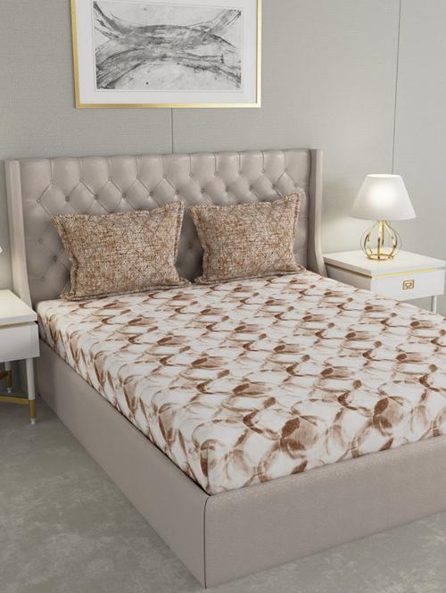 gm abstract 144 tc 100% cotton digital print white & black double bedsheet with 2 pillow covers - 18058929 -  Standard Image - 0