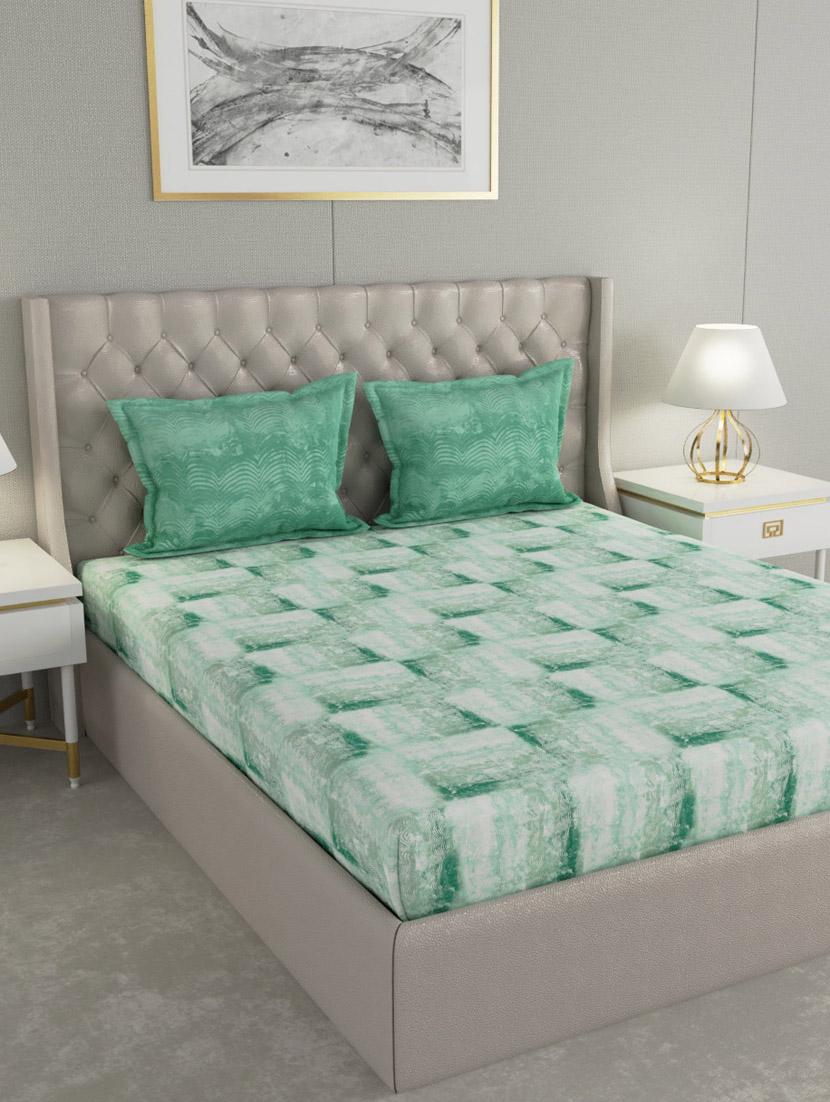 gm abstract 180 tc 100% cotton digital print blue double bedsheet with 2 pillow covers - 18058952 - Zoom Image - 0