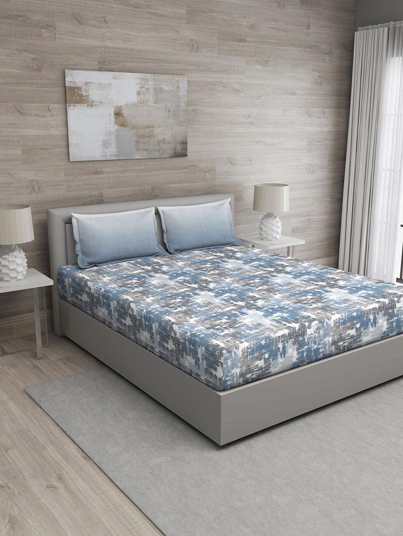 gm abstract 144 tc 100% cotton digital print brown double bedsheet with 2 pillow covers - 18059044 -  Zoom Image - 0