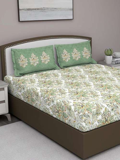 gm abstract 210 tc 100% cotton digital print brown double bedsheet with 2 pillow covers - 18059062 - Standard Image - 0
