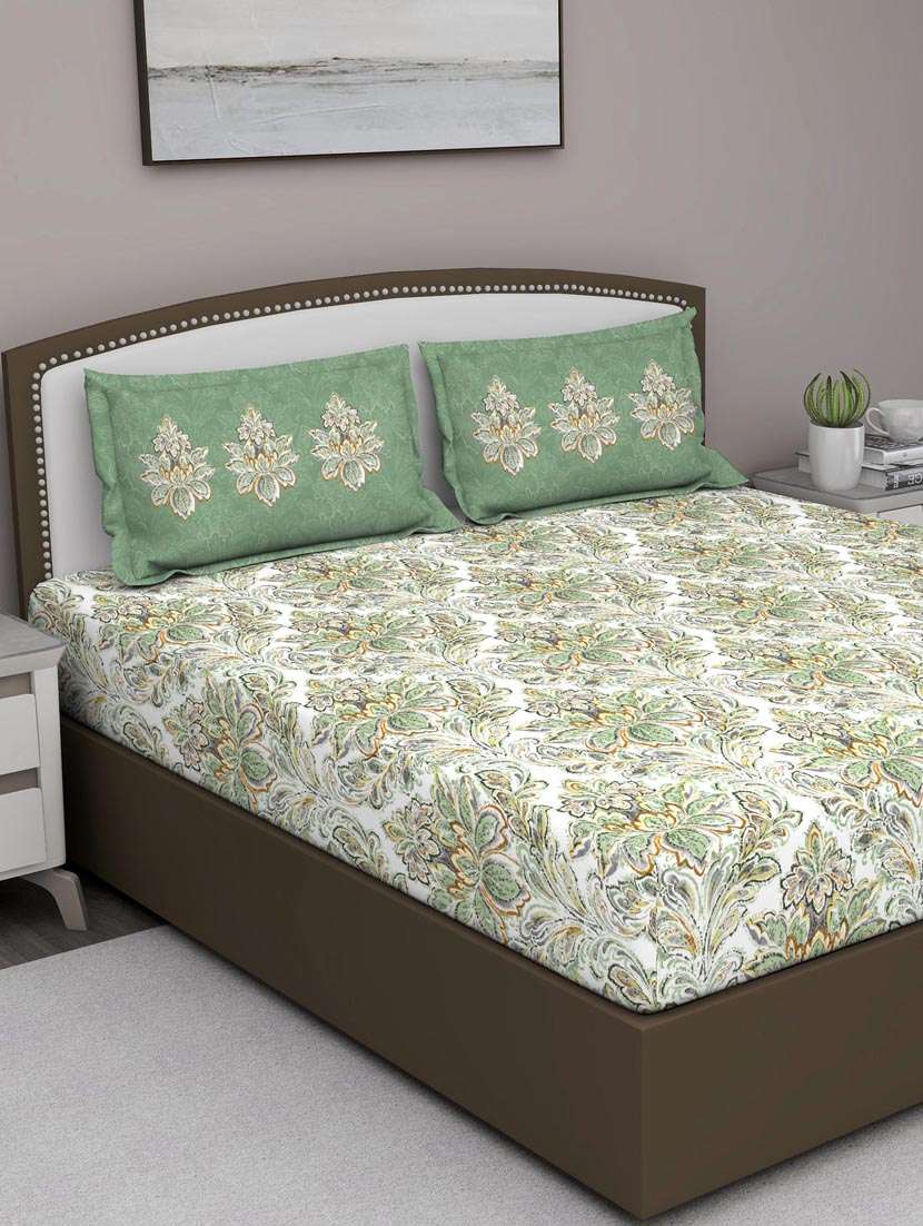gm abstract 210 tc 100% cotton digital print brown double bedsheet with 2 pillow covers - 18059062 - Zoom Image - 0