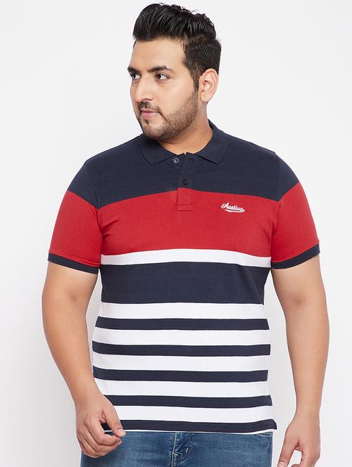 navy blue color-blocked polo-t-shirt - 18065530 -  Standard Image - 0