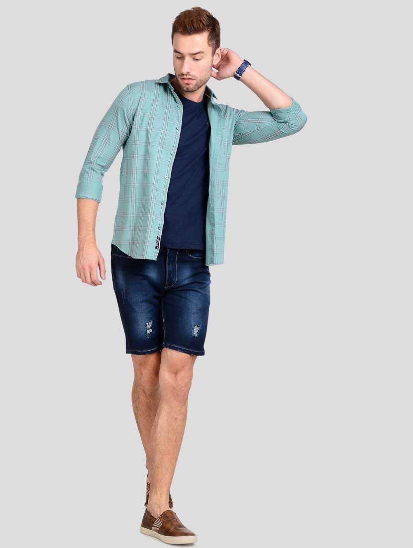 green checkered casual shirt - 18066117 - Standard Image - 3