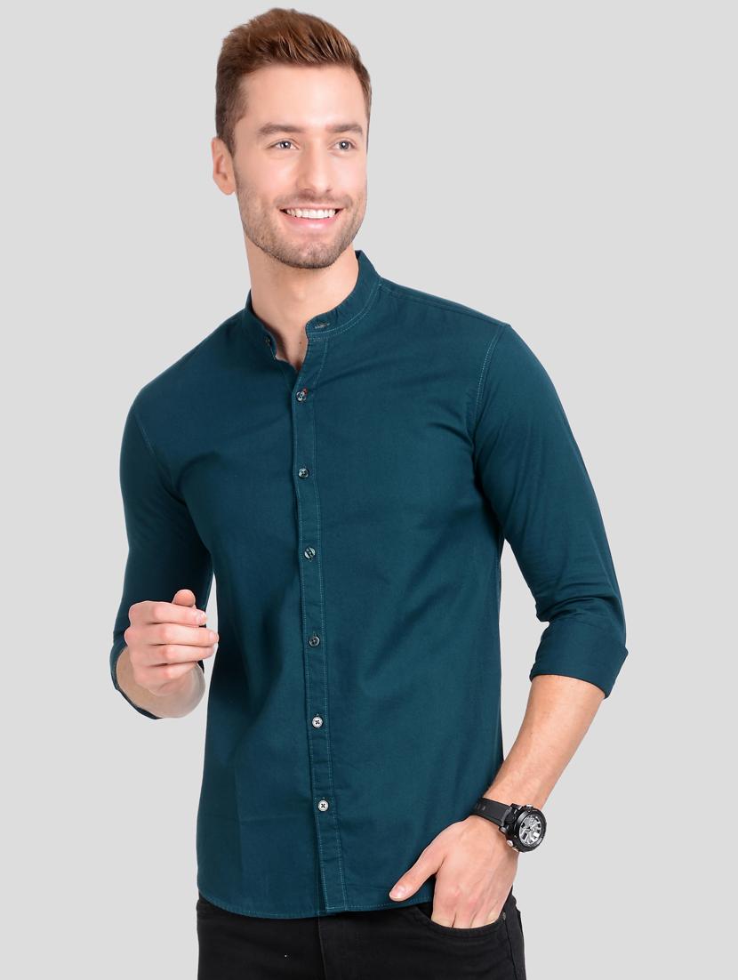 teal solid casual shirt - 18066144 - Zoom Image - 0