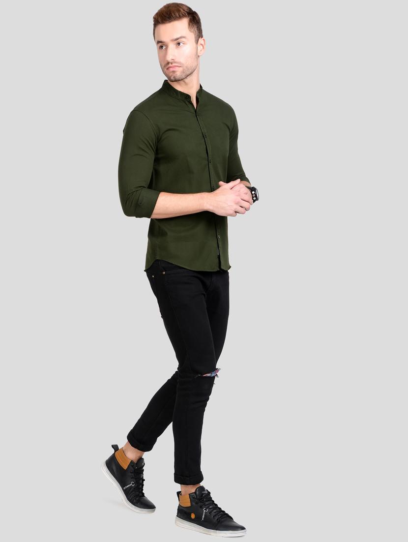 green solid casual shirt - 18066145 - Standard Image - 3