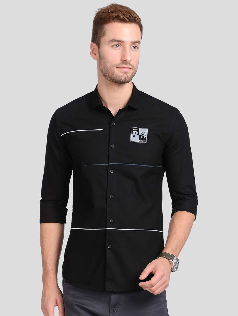 black solid casual shirt - 18066151 - Zoom Image - 0