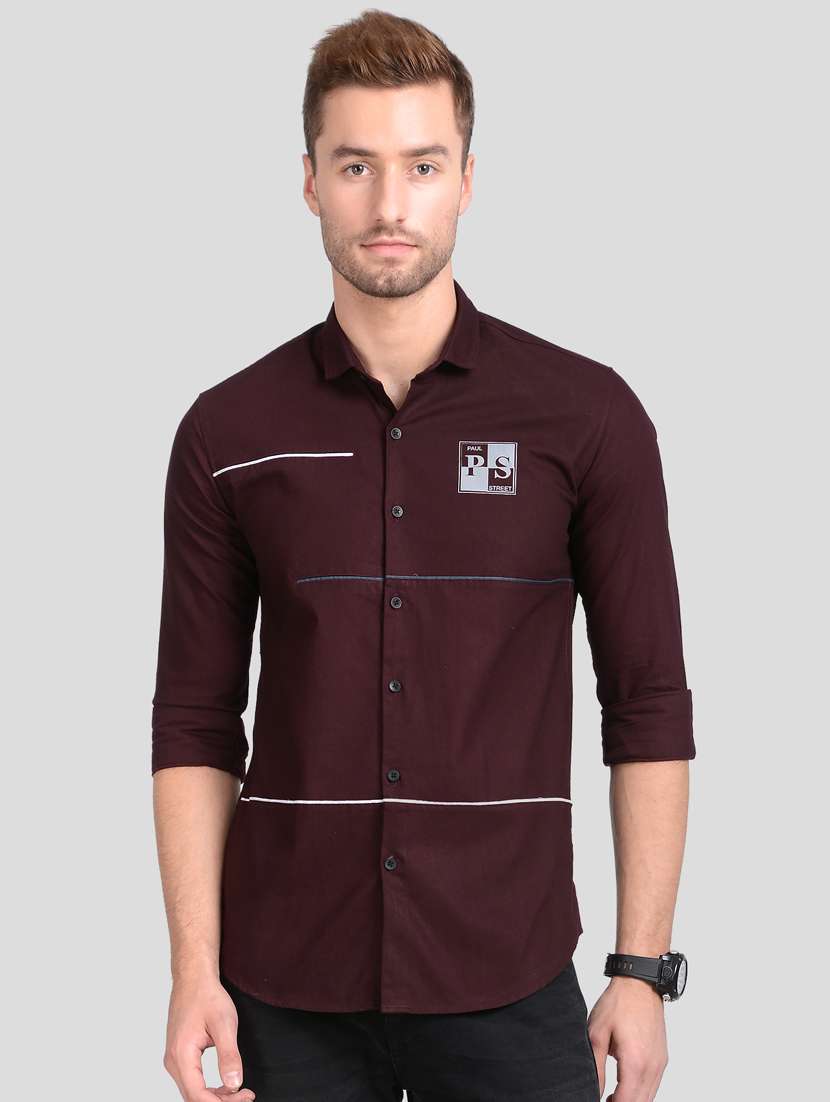 maroon solid casual shirt - 18066156 - Zoom Image - 0