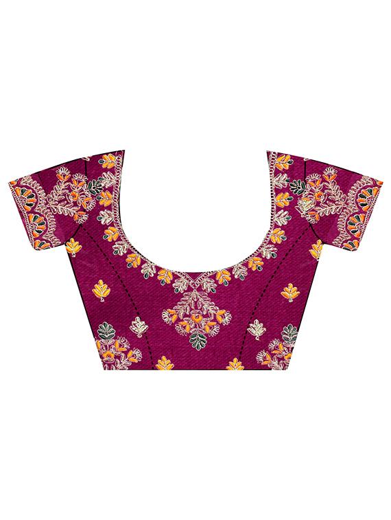 solid bordered saree with blouse - 18066391 - Standard Image - 3